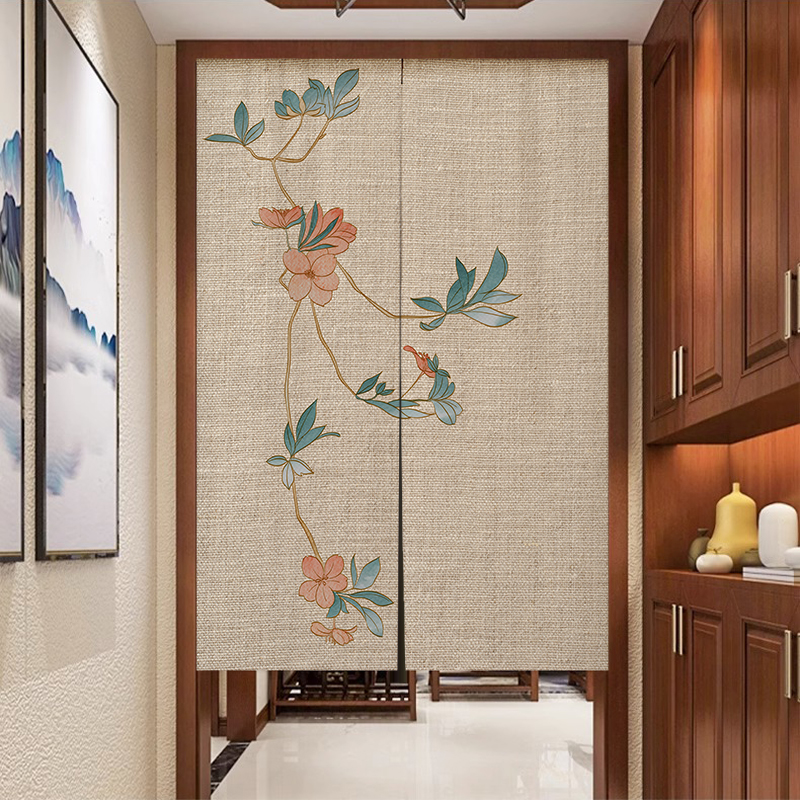 中式门帘中国风隔断帘半帘短帘