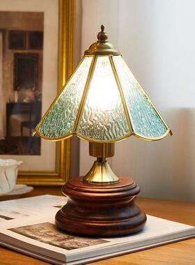 80年代老式台灯法式花朵复古台灯Muran琉璃台灯卧室床头灯客厅装