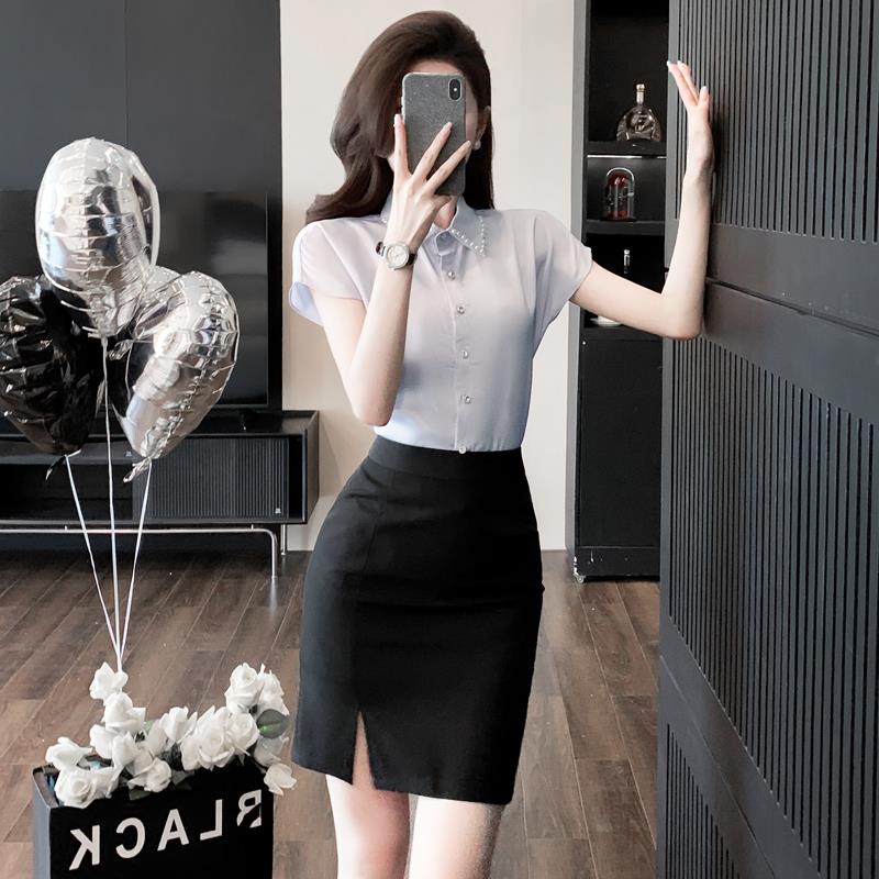 法式职业衬衫通勤女装套装裙2025新款夏季气质薄款衬衣工作服正装
