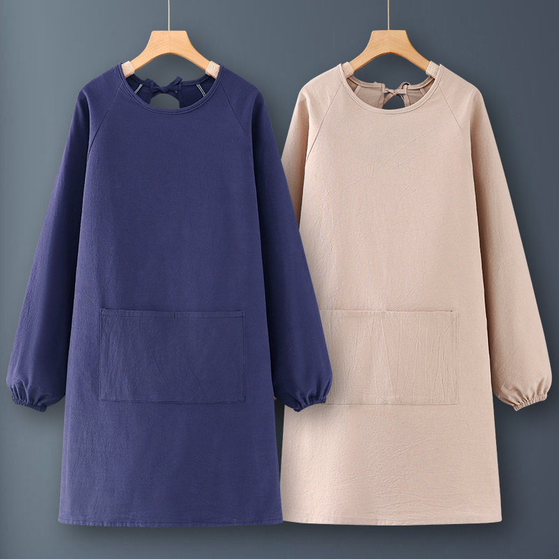 纯棉长袖罩衣定制印字围裙