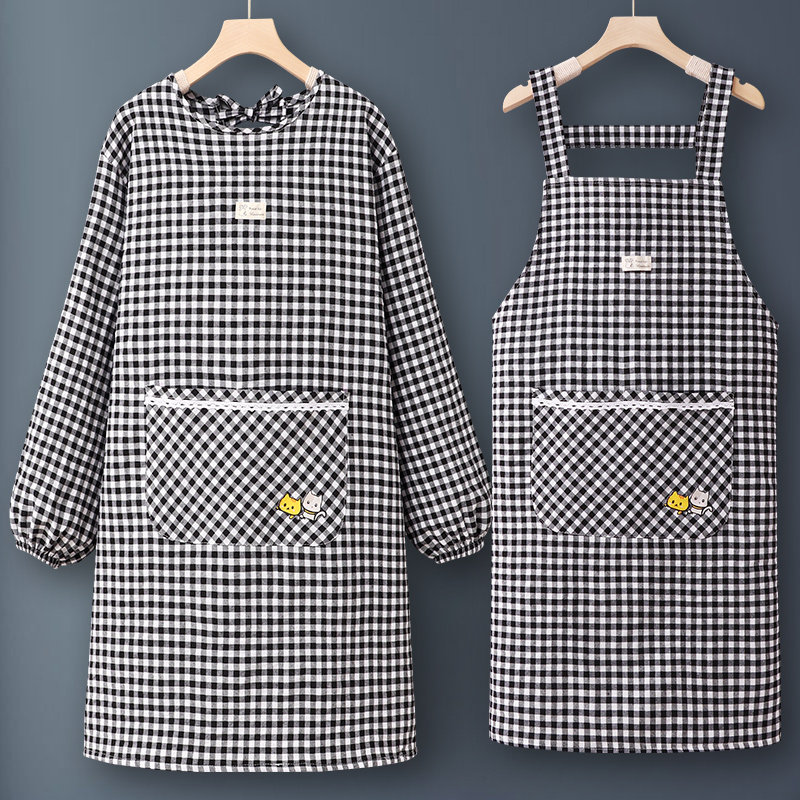 罩衣女新款韩版帆布围裙长袖防水防油做饭护衣洋气工作服家用厨房,家庭/个人清洁工具,围裙,淘宝优惠券,粉丝福利购,淘宝优惠卷