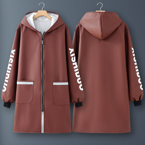 pu皮革围裙长袖防油好看洋气的加绒加厚罩衣厨房家用防水男工作服