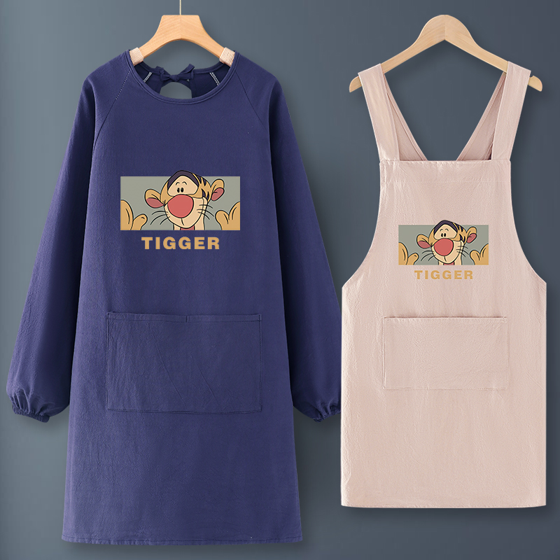 长袖围裙厨房家用纯棉罩衣2025新款网红可爱餐饮专用定制logo印字