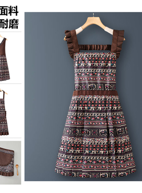 围裙女2025新款纯棉时尚复古民族风餐饮厨房家用透气夏季薄款做饭