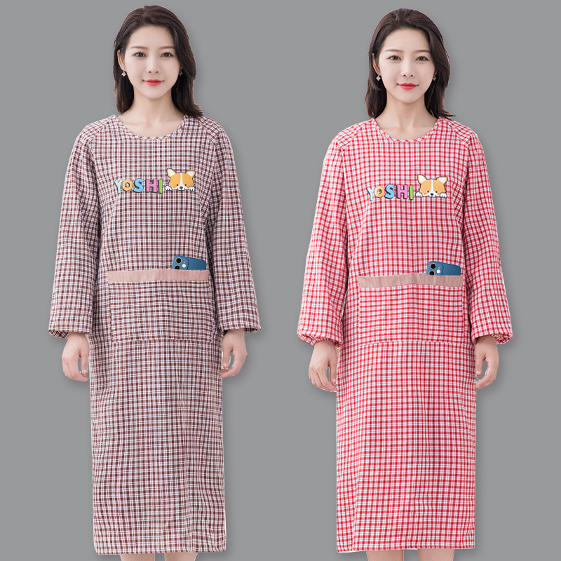 纯棉长袖夏季薄款围裙