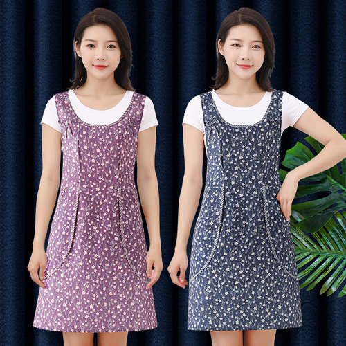 纯棉围裙家用厨房工作服女