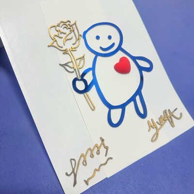 汽车油箱盖个性车贴云的旗我的心上有你普普小人车贴车尾立体贴