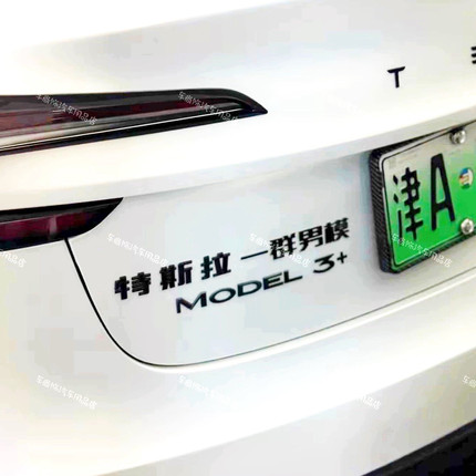 适用于特斯拉汽车改装拉一群男模拉帮结派文字创意搞笑玩梗车标贴