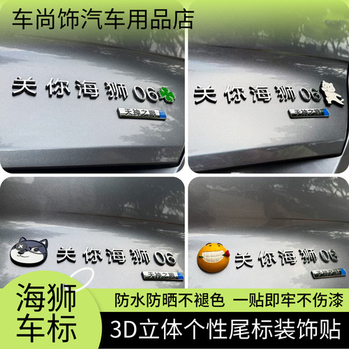 适用比亚迪海狮山盟关你海狮个性创意3D立体车身贴尾标装饰贴车标