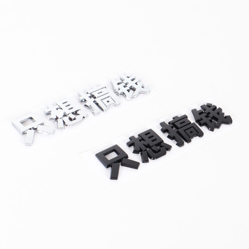 3d立体个性文字只想搞钱努力赚钱上瘾用汉字车身装饰汽车尾标改装