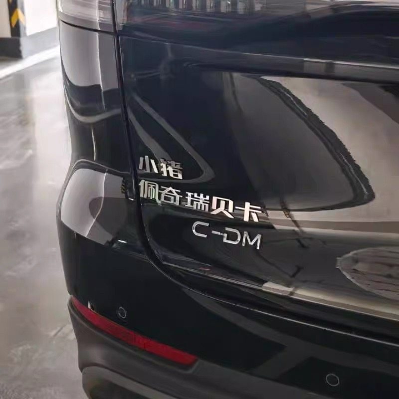 奇瑞汽车不锈钢材质定制车尾标小猪佩奇瑞贝卡创意搞笑改装车标贴