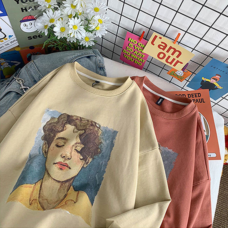 欧美涂鸦港风卫衣女学生2025秋季款ins潮宽松长袖高街小个子上衣