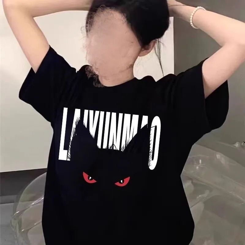 夏季新款恶魔眼睛印花短袖 T恤男女同款甜酷街头宽松百搭潮牌上衣