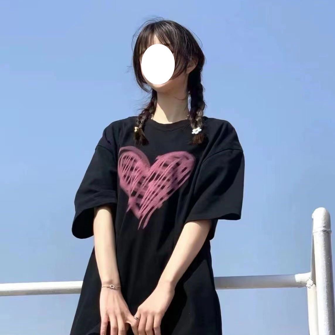 2026夏季新款韩版百搭女纯黑色t恤oversize短袖宽松潮流上衣女款