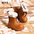 BEYS小丑鞋加绒雪地靴女款2025新款冬季加厚防滑厚底防水靴子棉鞋