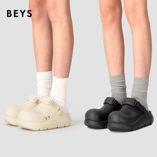 戚薇同款BEYS小丑半拖鞋洞洞鞋女2025新款厚底增高外穿女鞋勃肯鞋