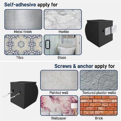 A26F-Black Stainless Steel Self-Adhesive Toilet Paper