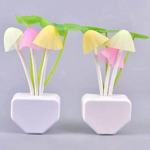 1Pc Romantic LED Night Light Mushroom Sensor Plug-in Wall