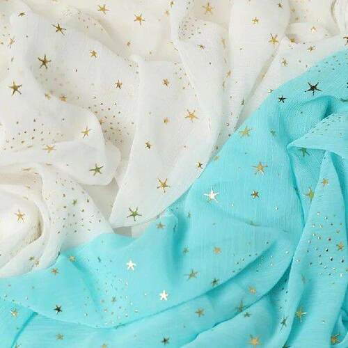 1M Chic Stars Pattern Bronzed Crepe Chiffon Fabric Fairy