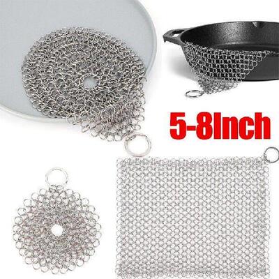 Cast Iron Cleaner Chain Mail Scrubber Brush Pan Net with