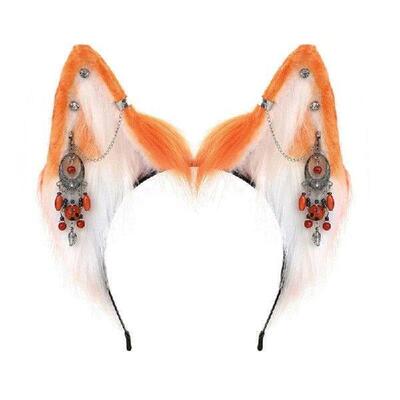 Cartoon Foxes Wolf Ear Shape Hair Hoop with Fringe Earring
