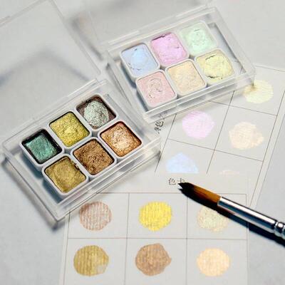 1ml 6-color Pearl Series Manual Solid Watercolor Paint Set A