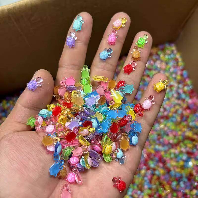 新款迷你卡通彩色夜光小乌龟玩具模型网红爆款摆件海龟diy小配件