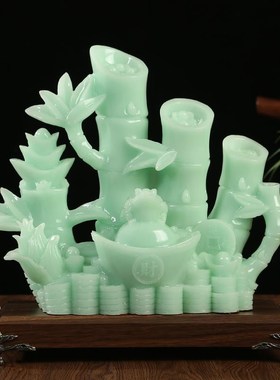 财富节节高竹子工艺礼品摆饰招财金蟾摆件酒柜电视柜玄关装饰品开