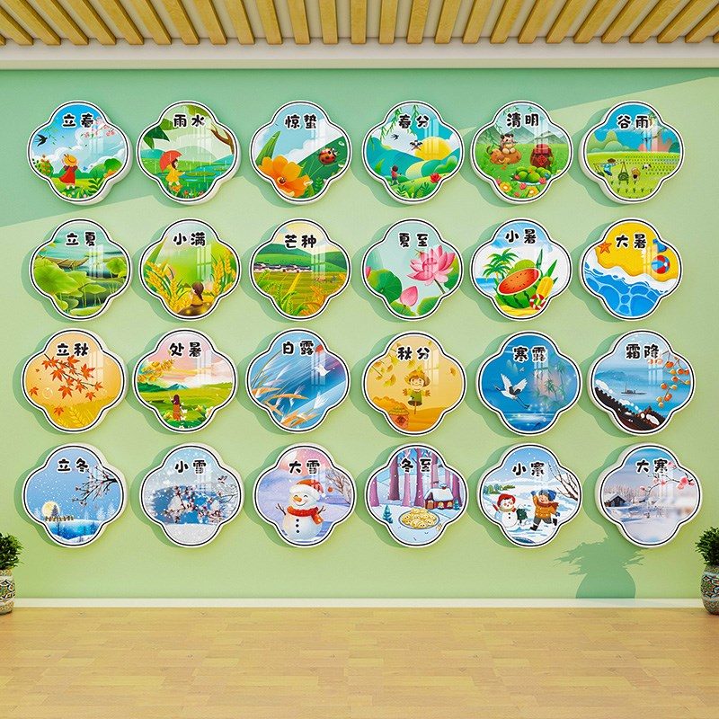 24二十四节气墙面装饰画文化书法环创教室布置幼儿园开学场景布置