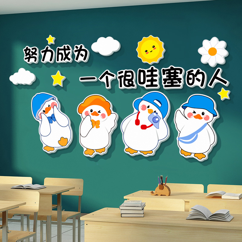 教室布置班级文化装饰托管形象黑板报墙贴纸初中高考自习励志标语