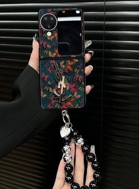 适用oppofindn3flip折叠手机壳轻奢小羊皮VIVOXFLIP碎花蝴蝶华为POCKET2高级感P50POCKET小众女款小米MIXFLIP