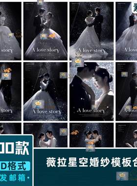 唯美薇拉星空星光撒落婚礼婚纱美人季影楼摄影PS后期设计模板素材