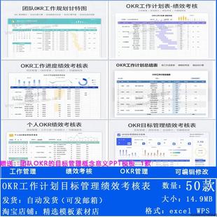 OKR目标管理进度表excel个人团队部门OKR工作计画绩效考核表OKR