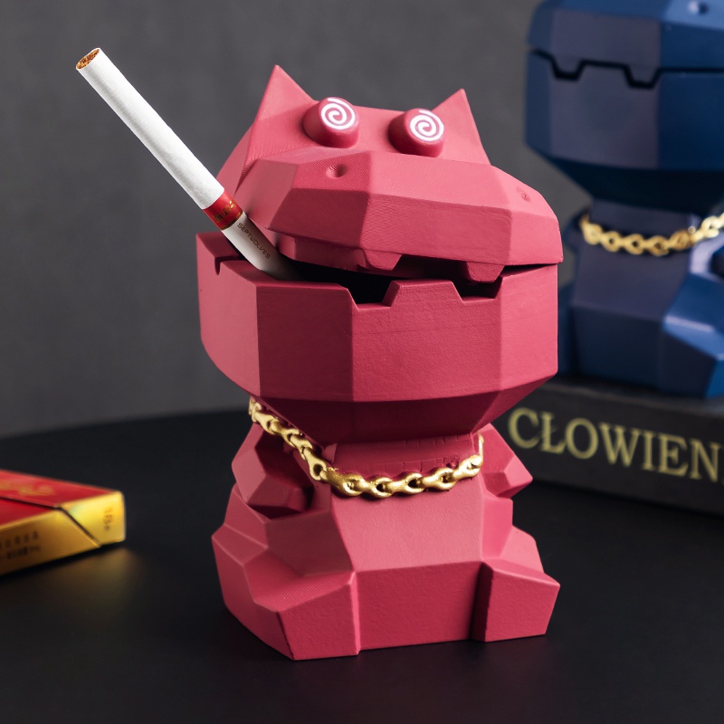 烟灰缸带盖防飞灰北欧风创意个性家用客厅宿舍可爱感卡通摆件