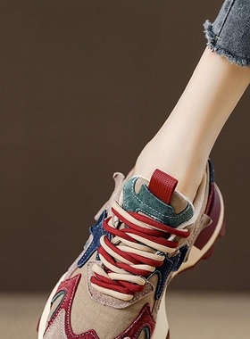 lulucozy西班牙小众品牌复古红色阿甘鞋运动鞋小蛮腰女鞋厚底老爹