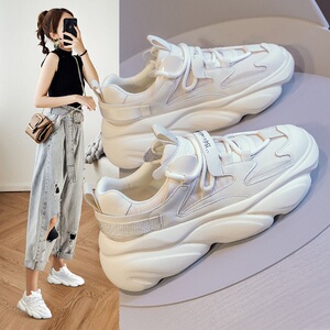 韩版潮牌老爹鞋子2026新款秋季透气运动休闲鞋百搭厚底增高女鞋潮