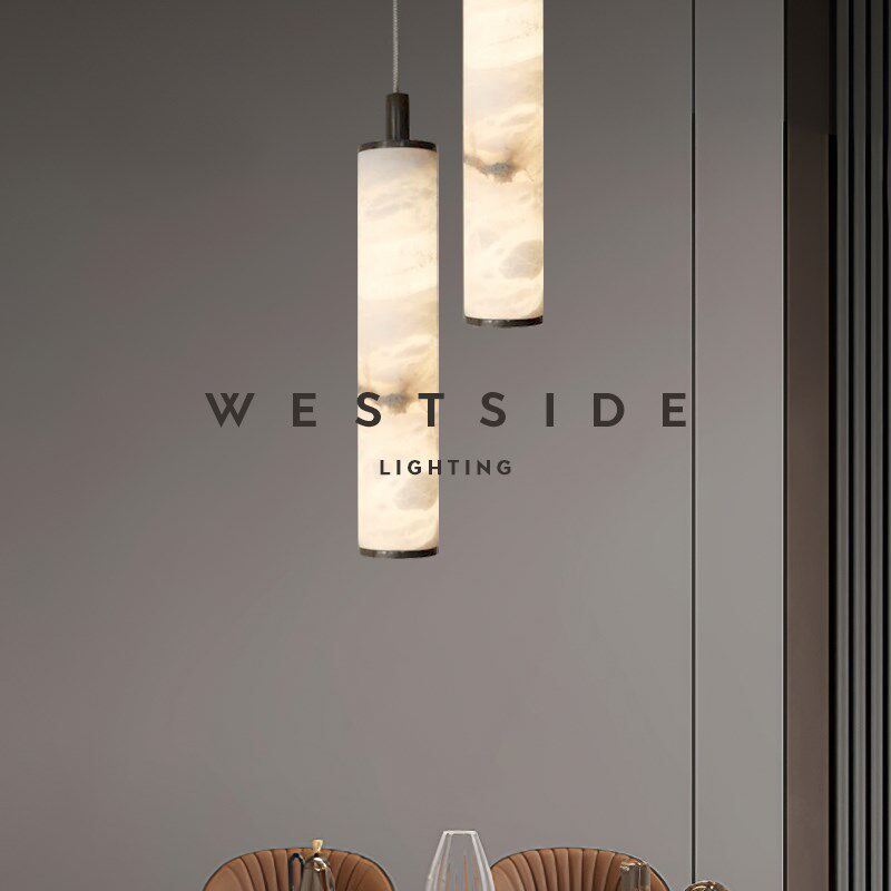 westside新中式轻奢西班牙天然云石餐厅灯极简吧台卧室床头吊线灯