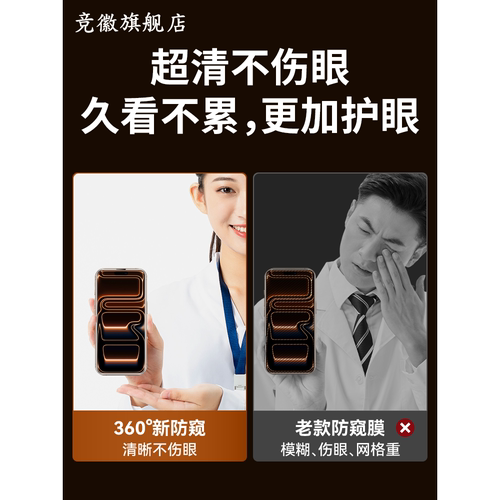 [360度防窥膜]适用苹果13/17pro钢化膜16XR手机14iphone15X新款防窥Air11Promax/plus全屏ip12mini