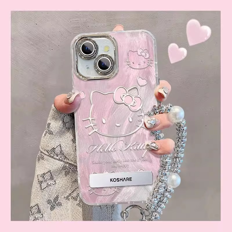 闪粉镜头膜KT猫适用苹果15promax手机壳华为mate60pro+新款Pura70女荣耀200支架OPPOReno12全包小米14VIVOS19