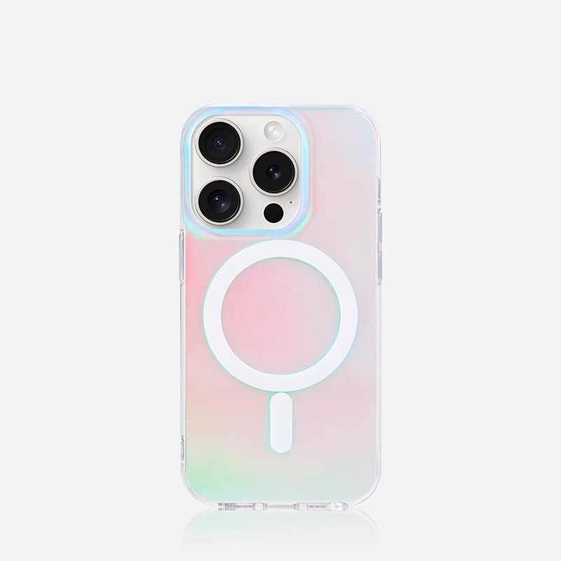 适用苹果16promax手机壳iphone15pro新款14女炫彩渐变镭射13高级感磁吸小众磨砂magsafe创意外壳ip12防摔