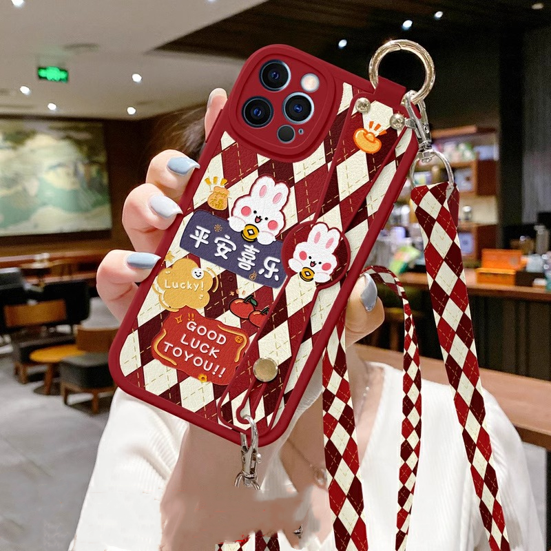 iPhone16苹果14手机壳15软硅胶13斜挎挂绳12可背带斜跨11平安喜乐X女8腕带XR新款XS防摔plus保护套Pro适用max