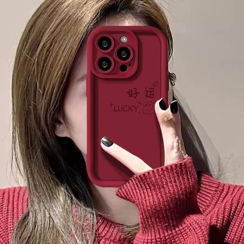 2025新年新款适用苹果16promax手机壳红色iphone15高级感14pro本命年14网红爆款13硅胶12全包2025女款max软套