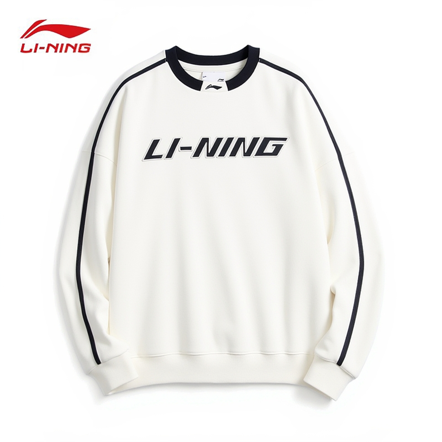 李宁白色加绒卫衣男士秋冬季新款圆领青少年保暖帽衫加厚运动外套