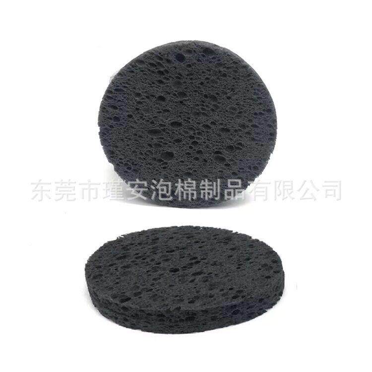 跨工供应黑色厂圆形洗脸扑可降解卸妆清洁脸海绵木浆棉JA-06280境