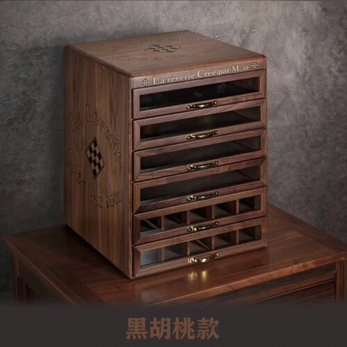 G牌收纳柜六抽收纳柜实木收纳柜首饰盒文玩收纳柜edc解压玩具收纳
