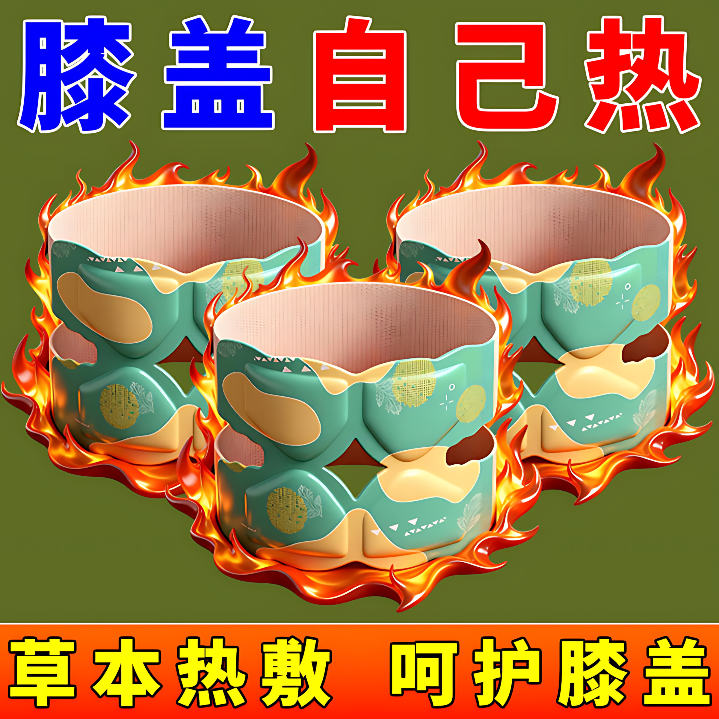 氨糖膝盖热敷贴关节护膝自发热蒸汽艾灸艾草包膝盖暖宝宝帖保暖贴