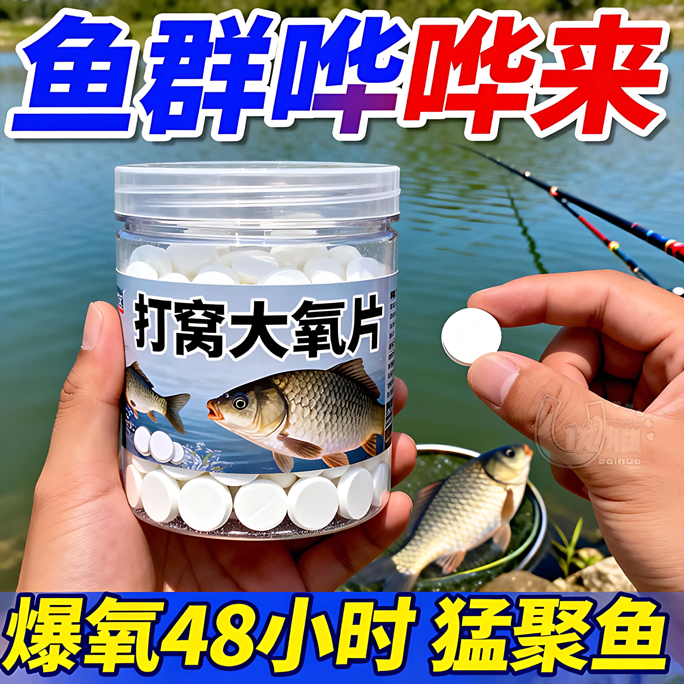 钓鱼打窝增氧片增氧颗粒鱼池塘野钓增氧片垂钓鱼长效增氧打窝鱼饵