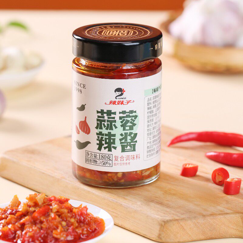 辣妹子蒜蓉辣酱湖南风味香辣蒜香下饭酱即食拌面烧烤拌面烧烤180g