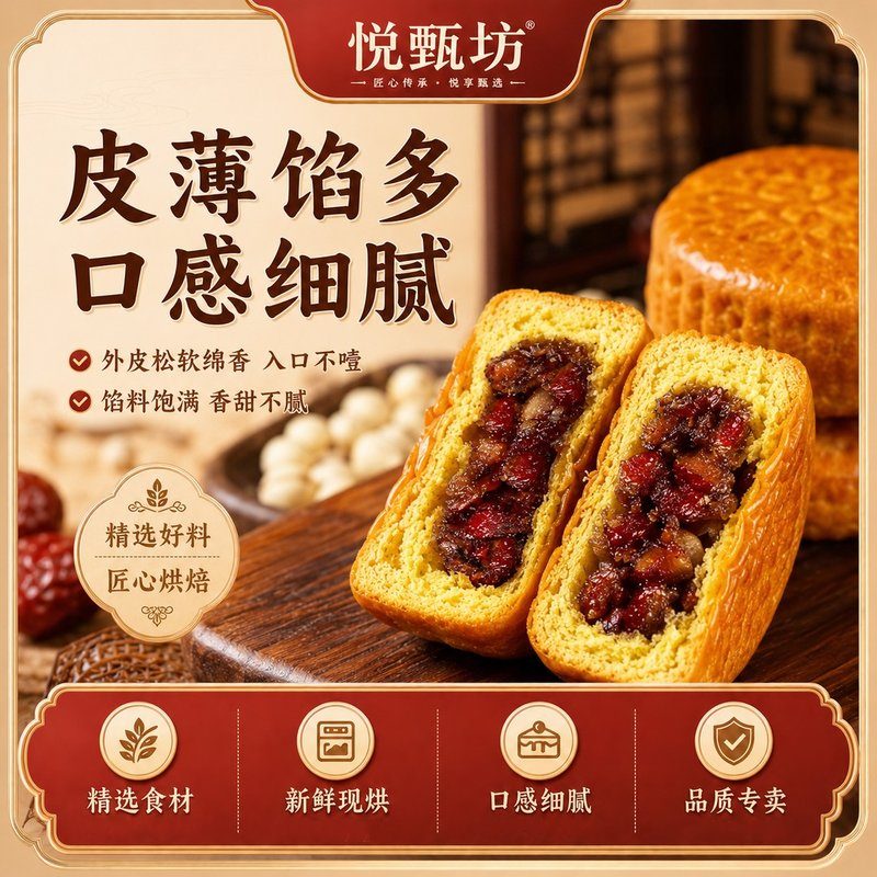 【数量加到3下单】蛋月烧晋式月饼红枣五仁蛋黄传统糕点点心零食