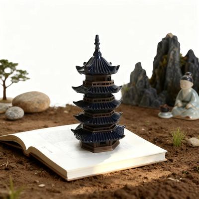 3D打印苏州园林平八角塔模型摆件